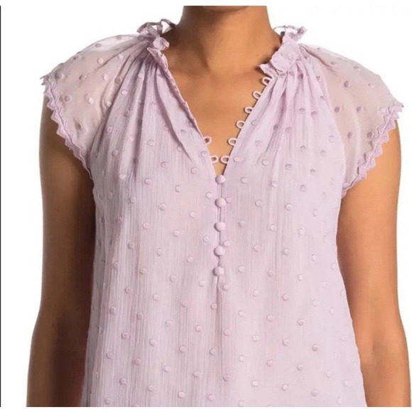 Rebecca Taylor Tops - Rebecca Taylor NEW Embroidered Silk Blend Whimsy Coquette SS Ruffle Top Lilac L